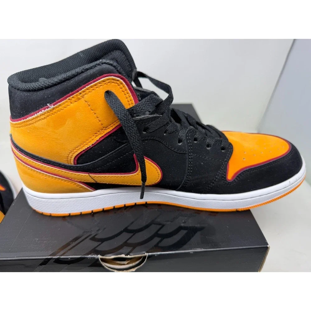 Jordan 1 Mid SE Black Vivid Orange Mens 12 FJ4923-008 W Box
